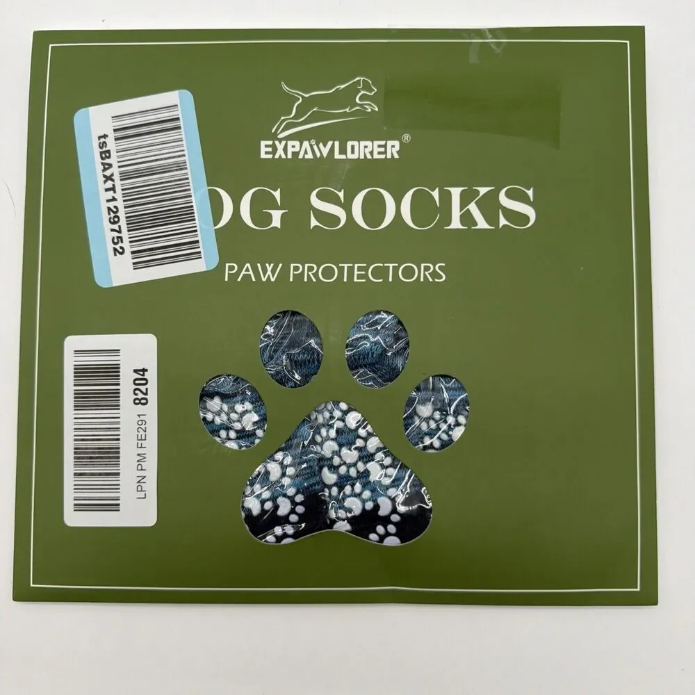 Expawlorer Anti Slip Dog Socks - 4 Pack, Blue,  ** NEW **